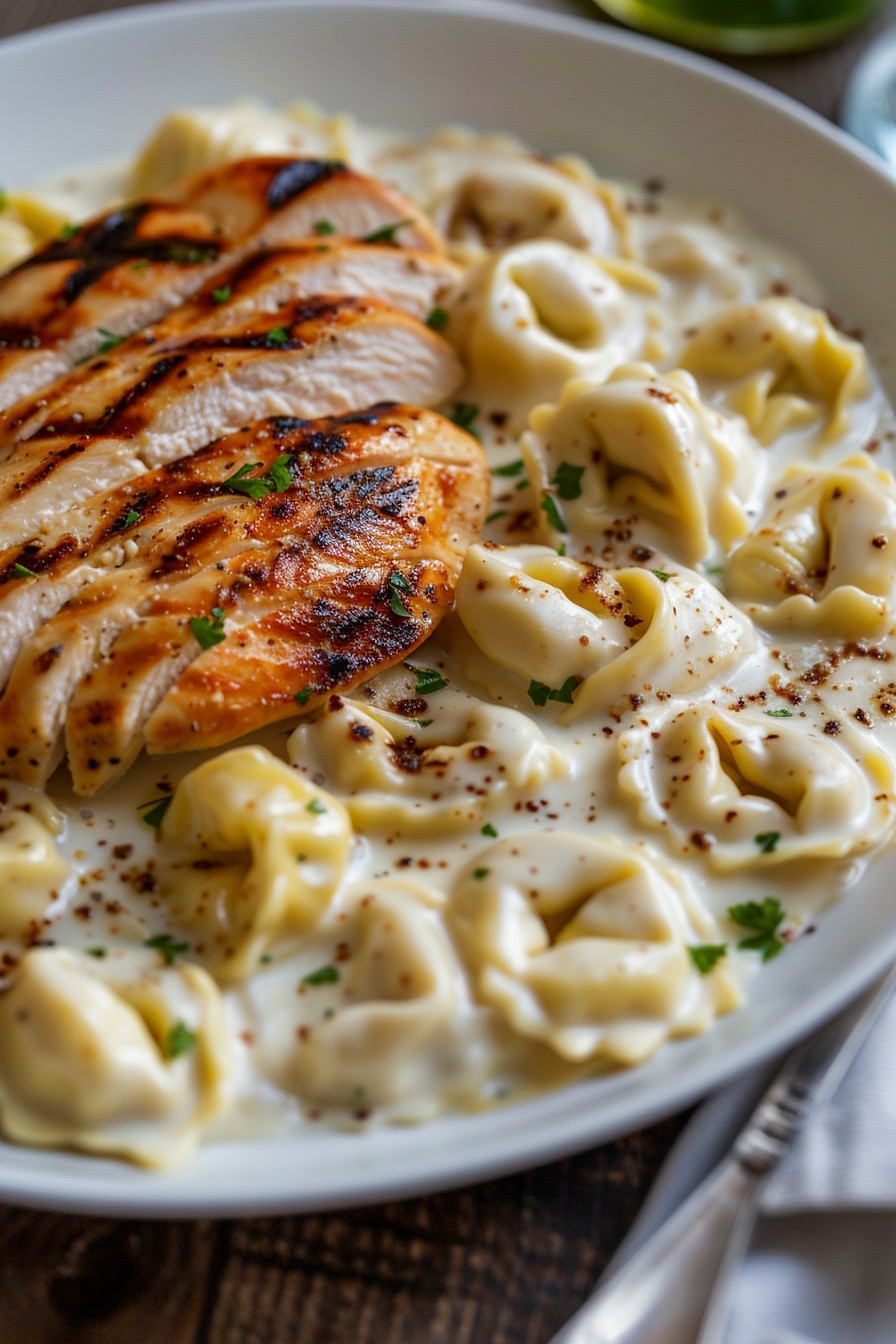Asiago Tortellini Alfredo With Grilled Chicken
