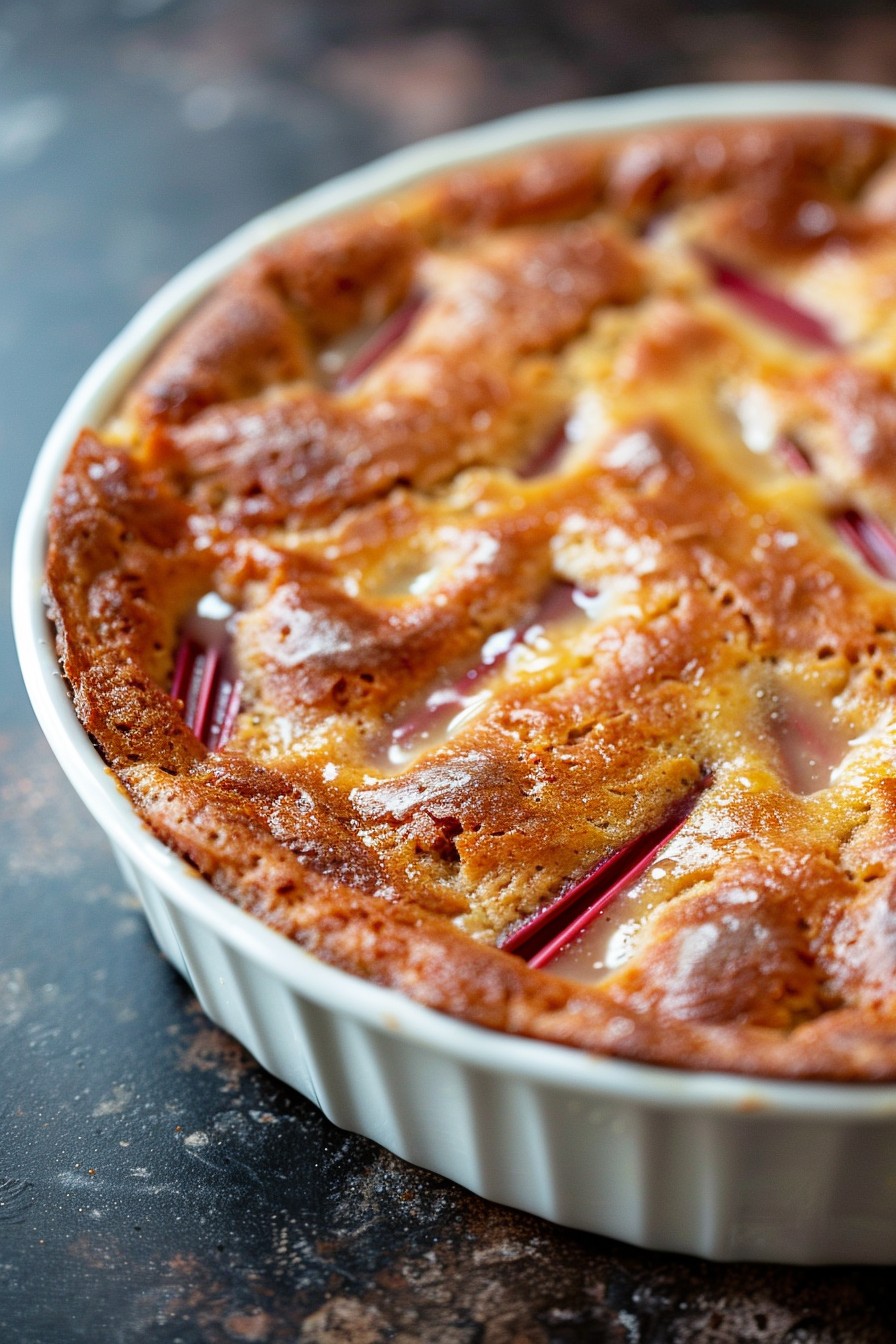 Baked Sticky Rhubarb Pudding