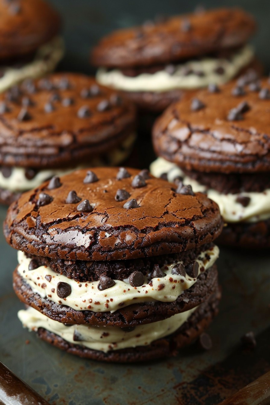 Brownie Cookie Sandwiches With Cookie Dough Buttercream