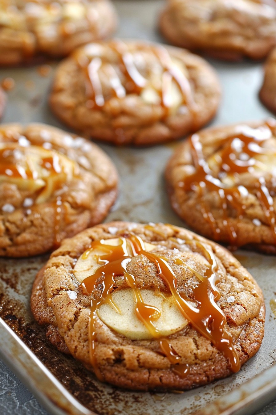Caramel Drizzled Apple Cinnamon Cookies
