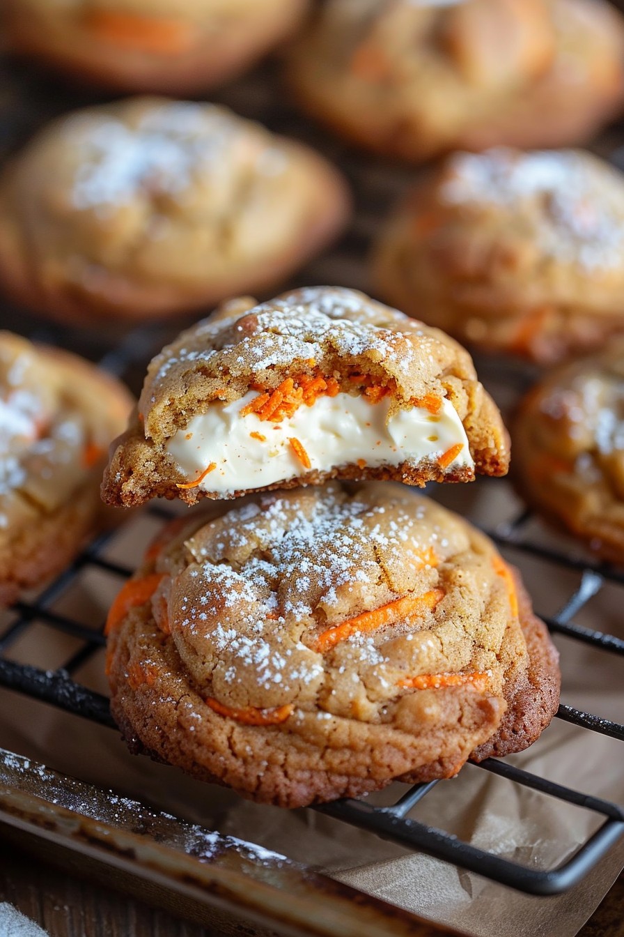 Carrot Cake Cookies Stuffed With Cream Cheese