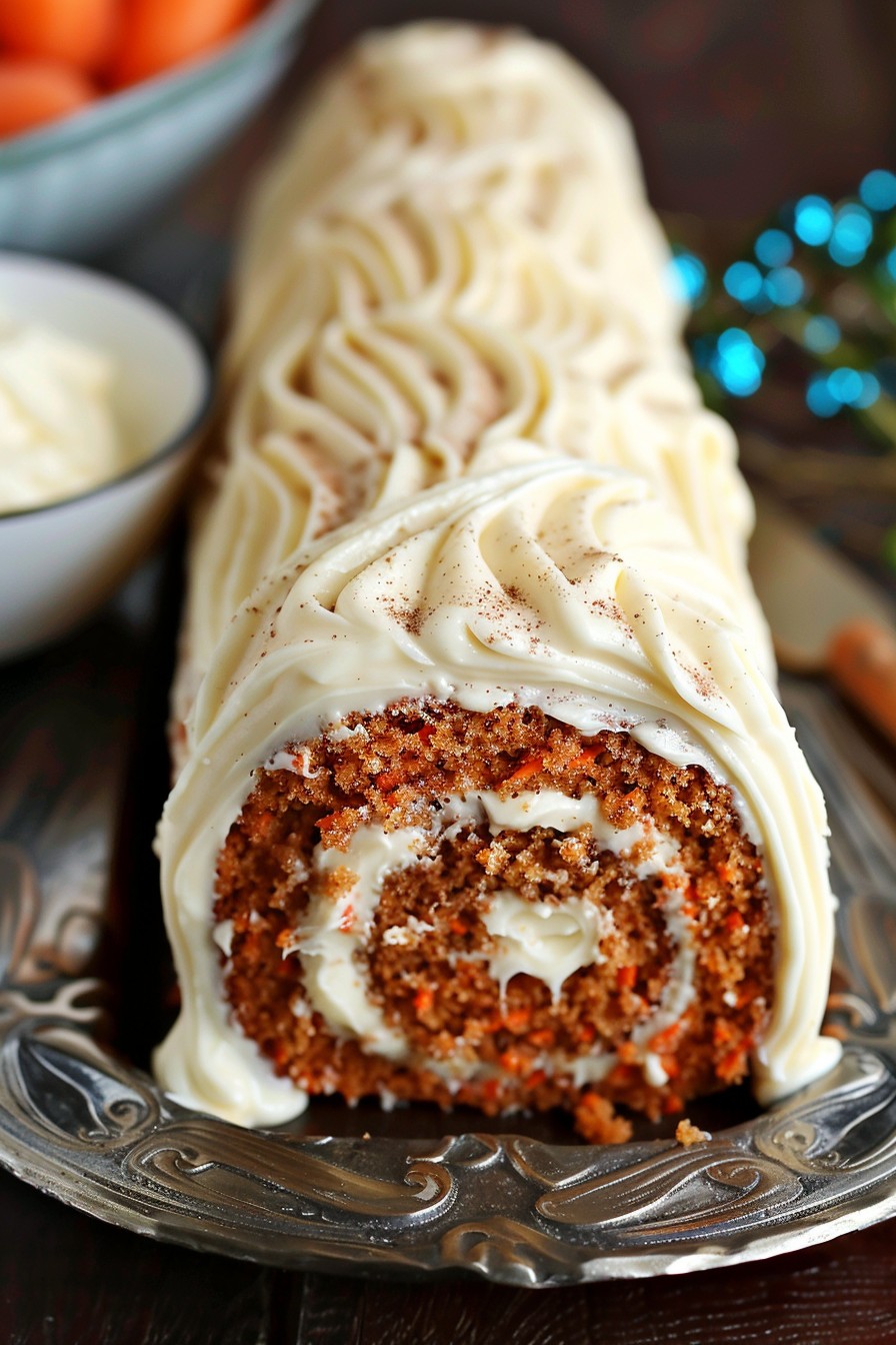 Carrot Cake Roll With Cream Cheese Frosting