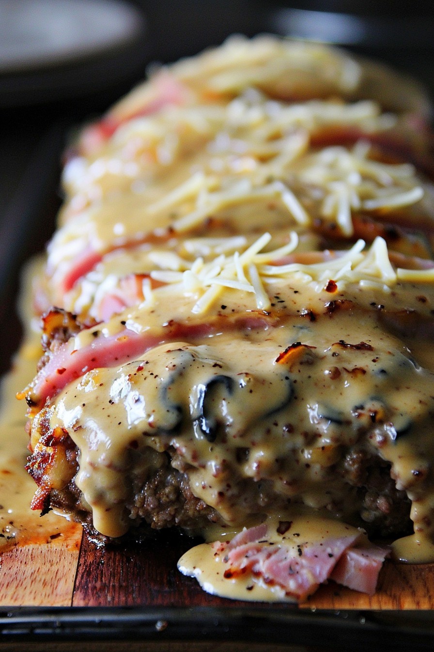 Chicken Cordon Bleu Meatloaf With Creamy Dijon Gravy