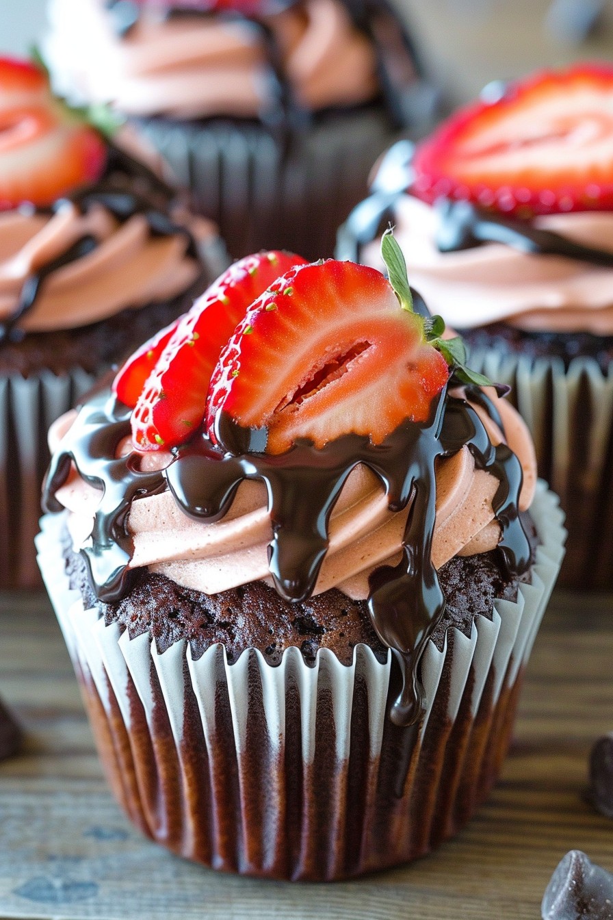 Chocolate Covered Strawberry Cupcakes