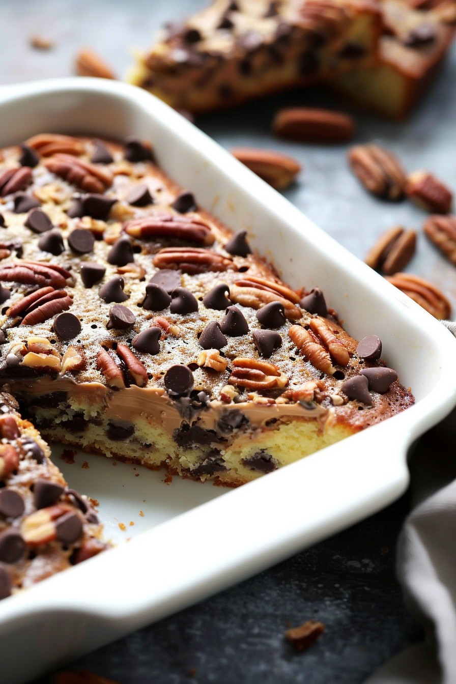 Chocolate Pecan Ooey Gooey Butter Cake