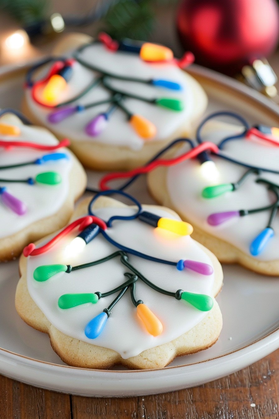 Christmas Lights Royal Icing Sugar Cookies