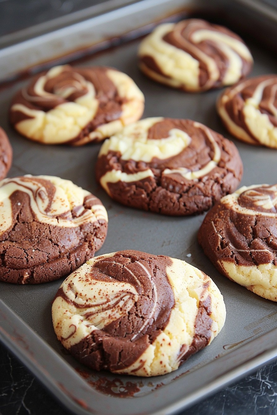Coffee Swirled Marbled Chocolate Cream Cheese Cookies