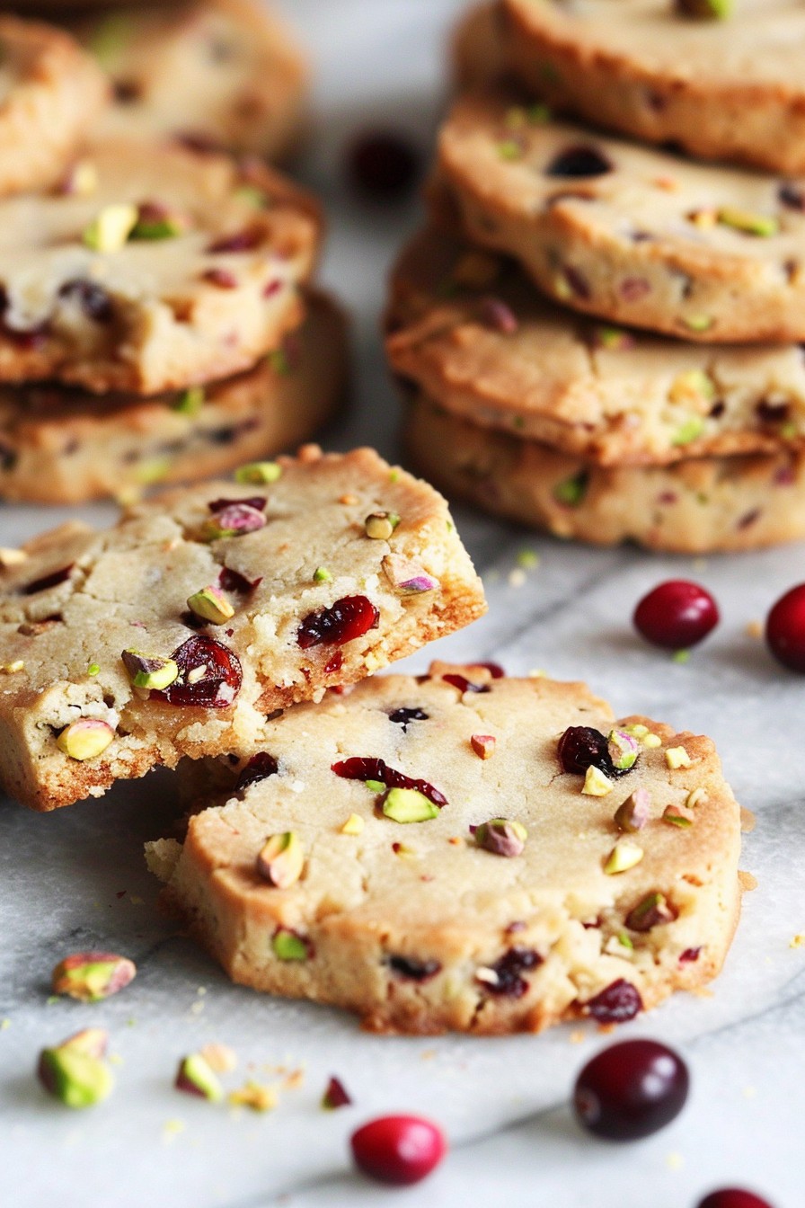 Cranberry Pistachio Shortbread Cookies