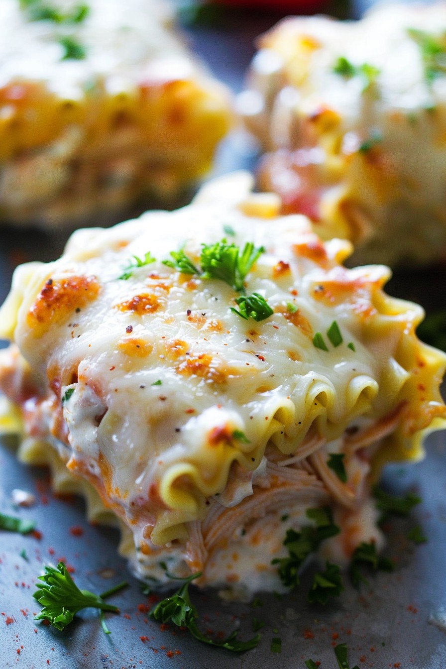 Creamy Chicken Alfredo Lasagna Rolls