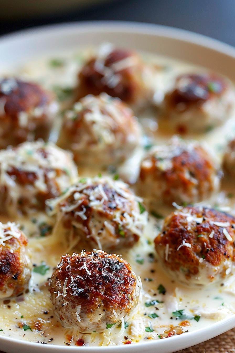 Creamy Chicken Alfredo Meatballs