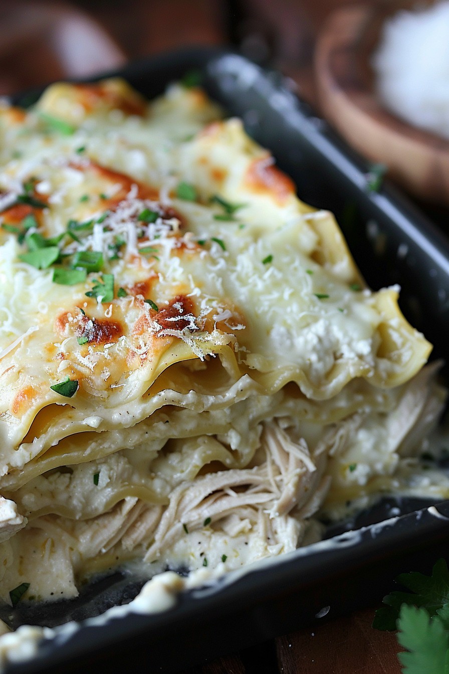 Creamy White Cheese Chicken Lasagna