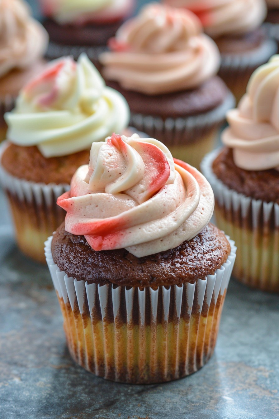 Heavenly Neapolitan Cream Cupcakes