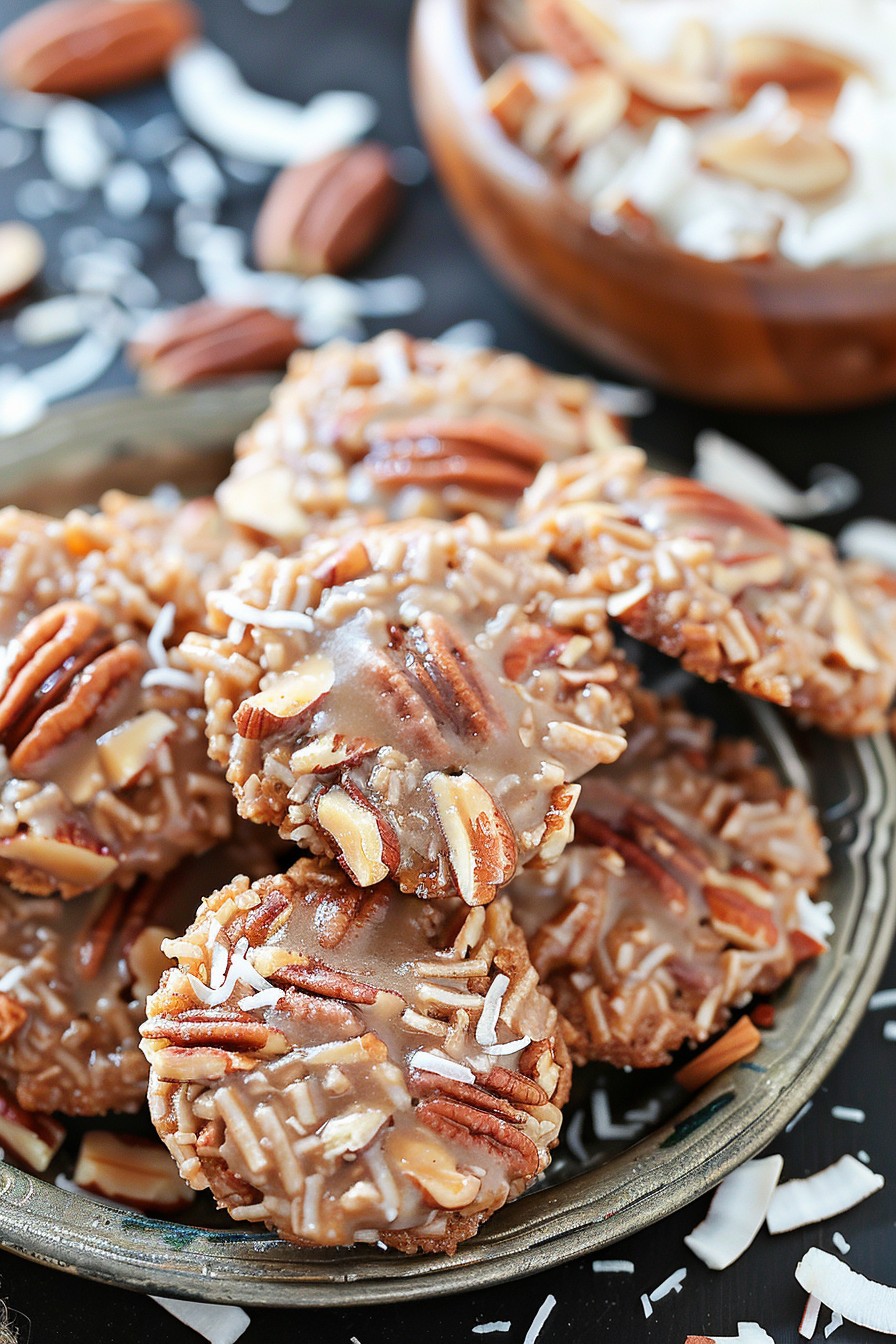 No Bake Pecan Coconut Praline Cookies