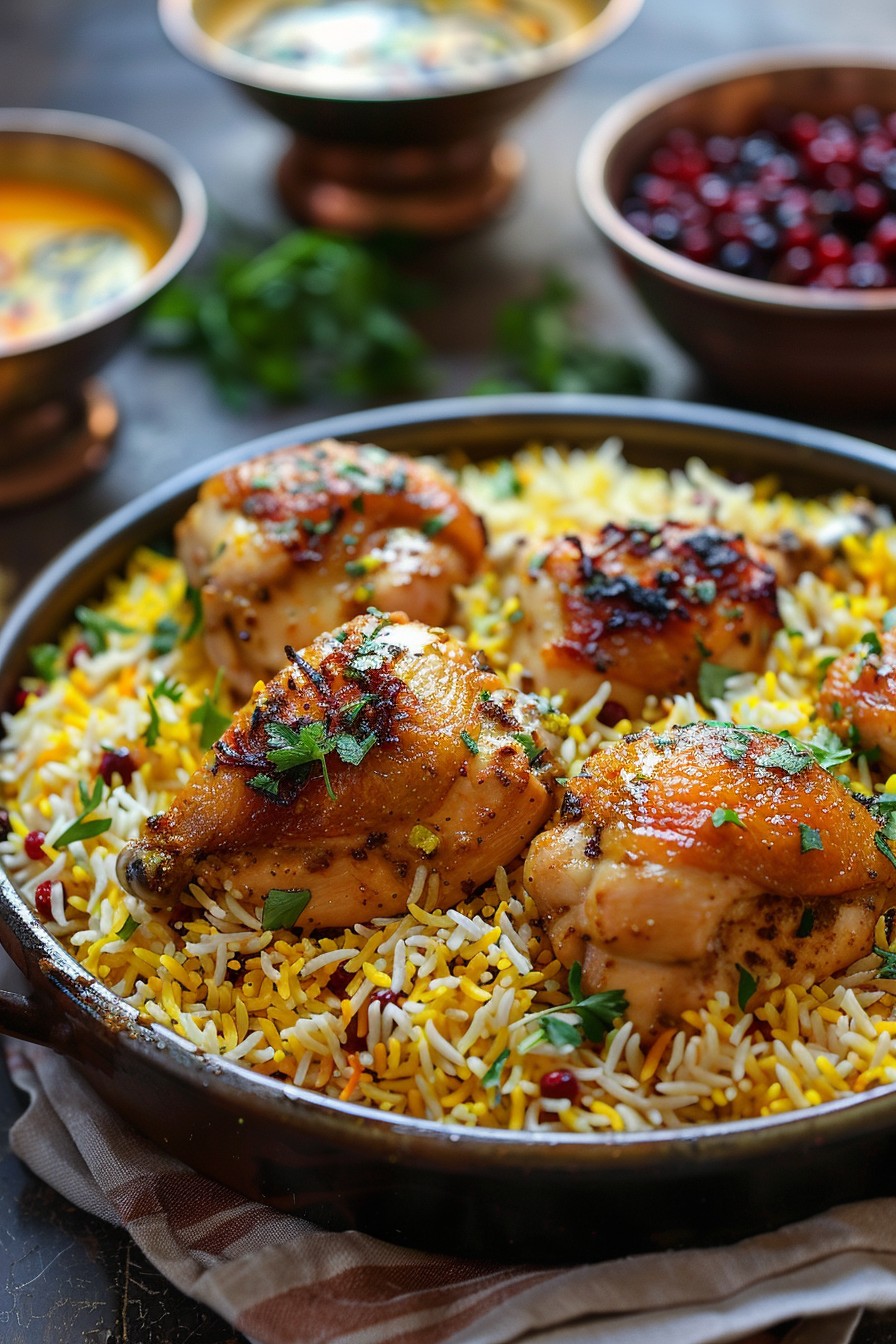 Persian Saffron Chicken With Zereshk Polo Saffron Barberry Rice