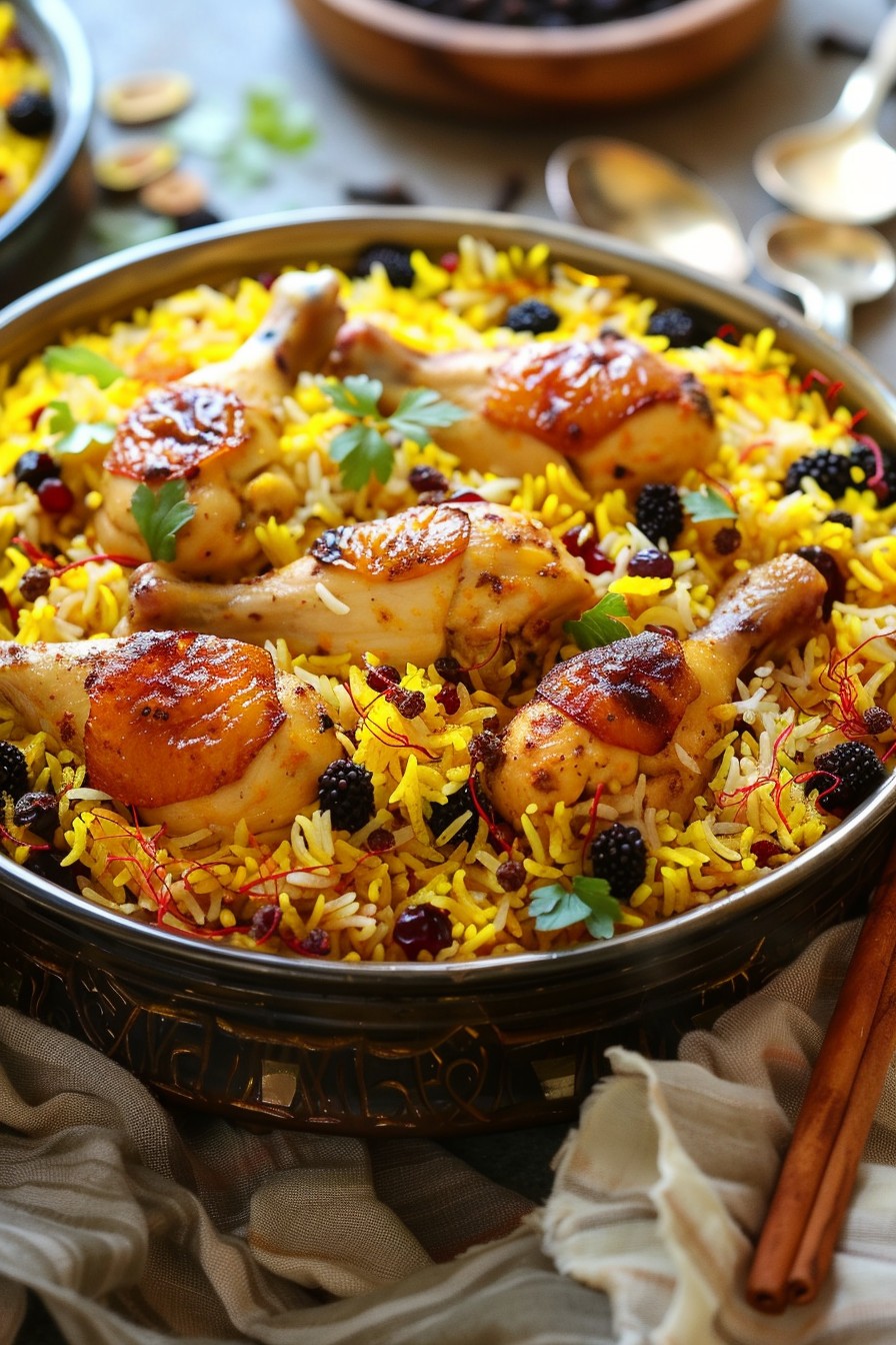 Persian Saffron Chicken Zereshk Polo Ba Morgh