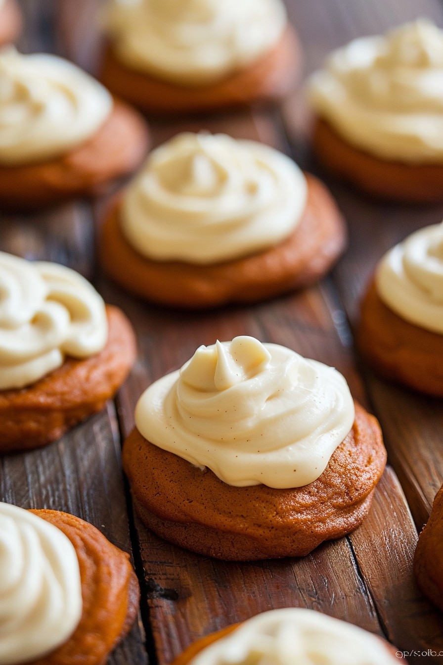 Pumpkin Cookies With Cream Cheese Frosting