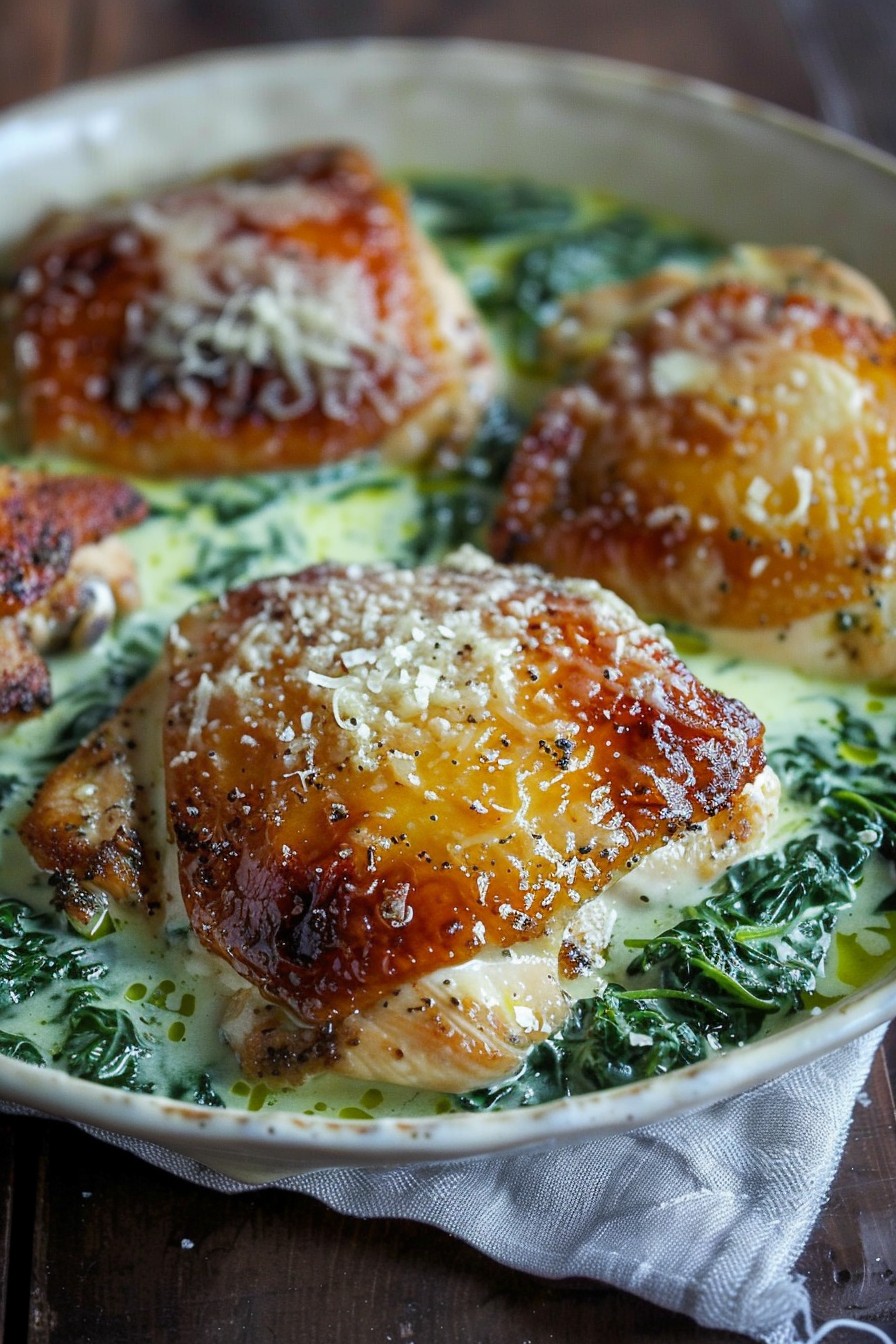 Smothered Chicken With Creamed Spinach