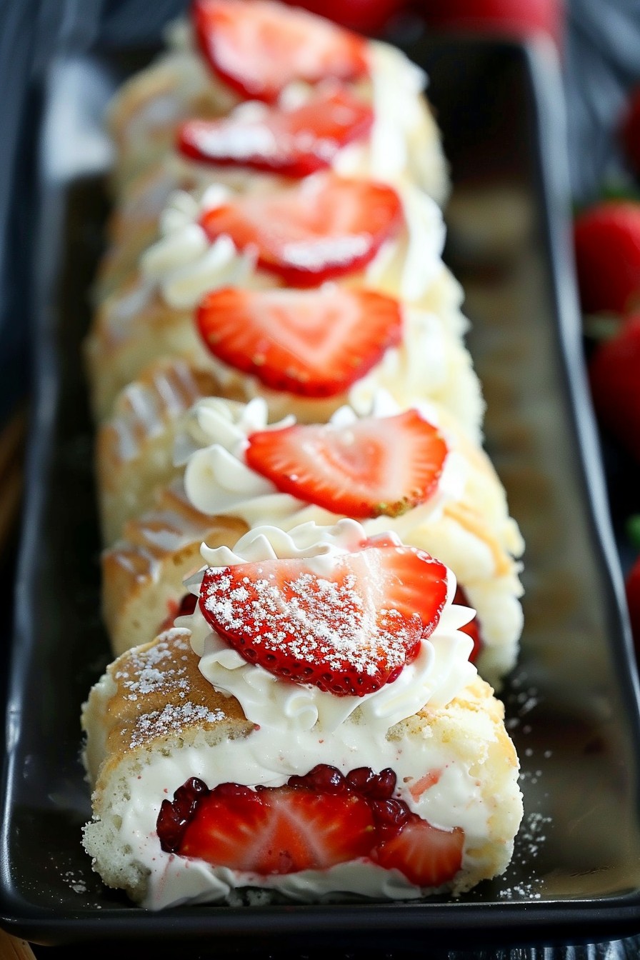 Strawberry Shortcake Cheesecake Dessert Sushi Rolls