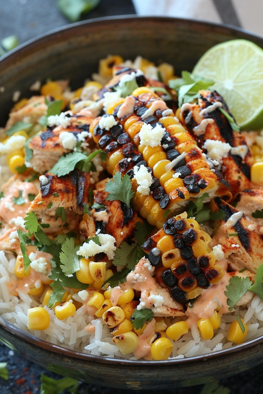 Street Corn Chicken Rice Bowl