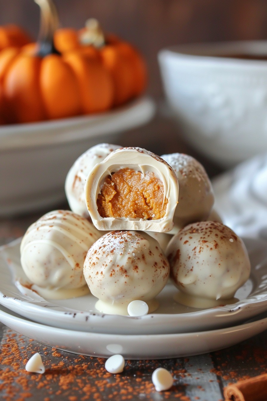 White Chocolate Pumpkin Truffles